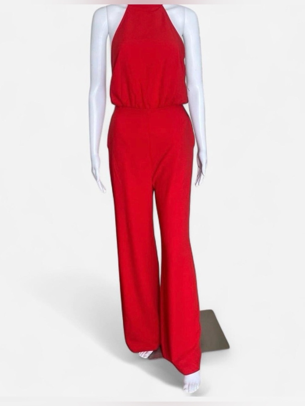 Lulus Red Halter Wide Leg Jumpsuit Moment For Life Size Small Backless NWT